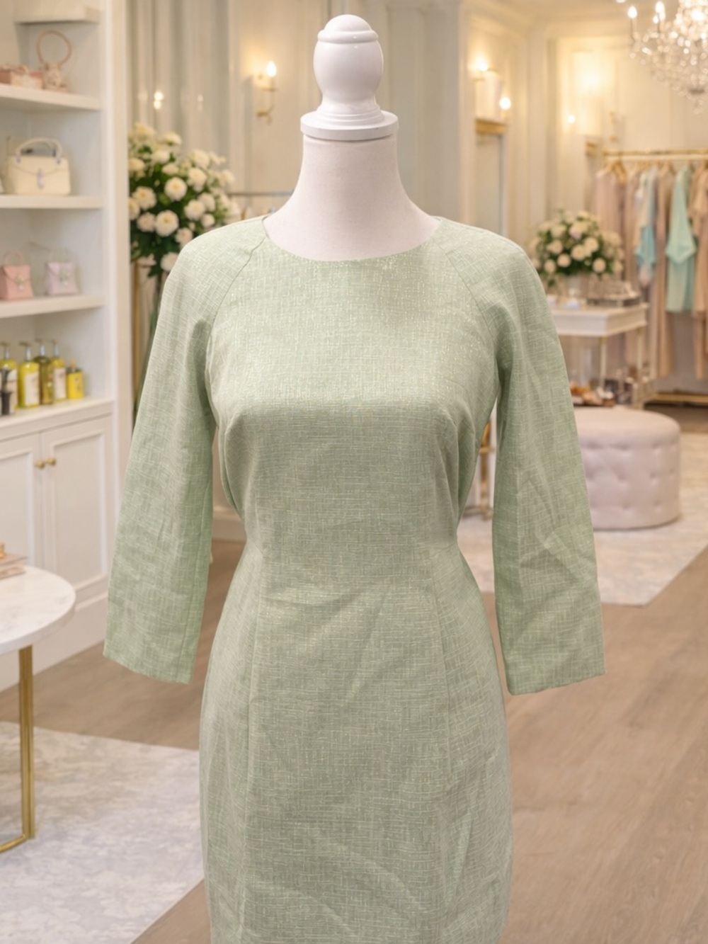 Rachel Roy Green Shimmer Dress Size 4 NWT Textured Sheath